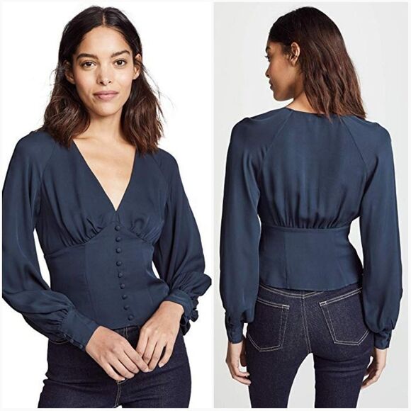 Joie Alurea Button Front Silk Blouse Sz 2 - Picture 1 of 11